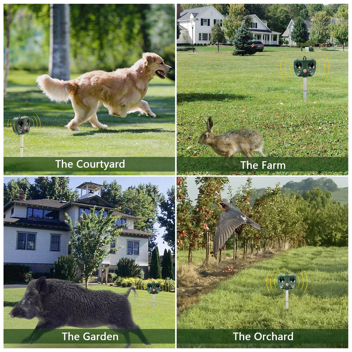 Natura AM Solar Ultrasonic Animal Repeller | Motion Sensor, 5,000 sq.ft Coverage