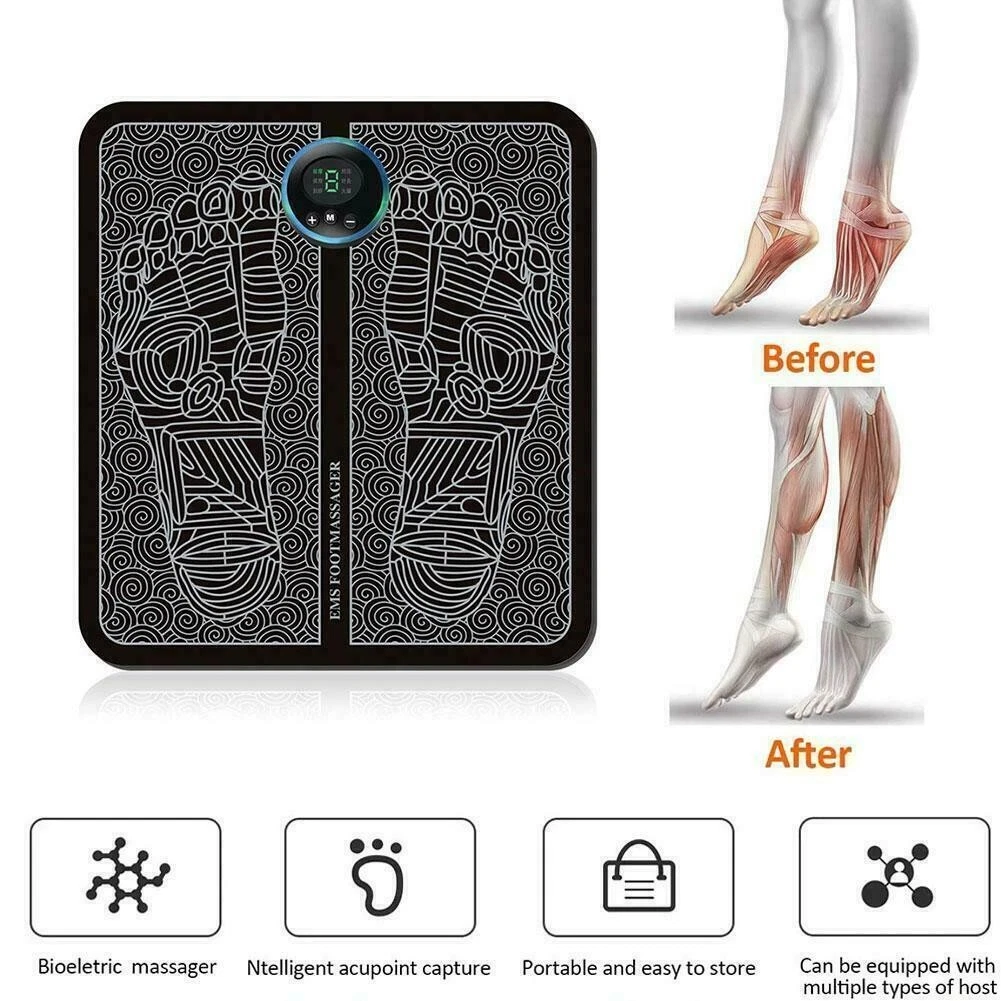 Natura AM ReviveMat™ Ergonomic EMS Foot Massager Pad , Natural Reflexology Relief & Morning Circulation Booster for Home & Office