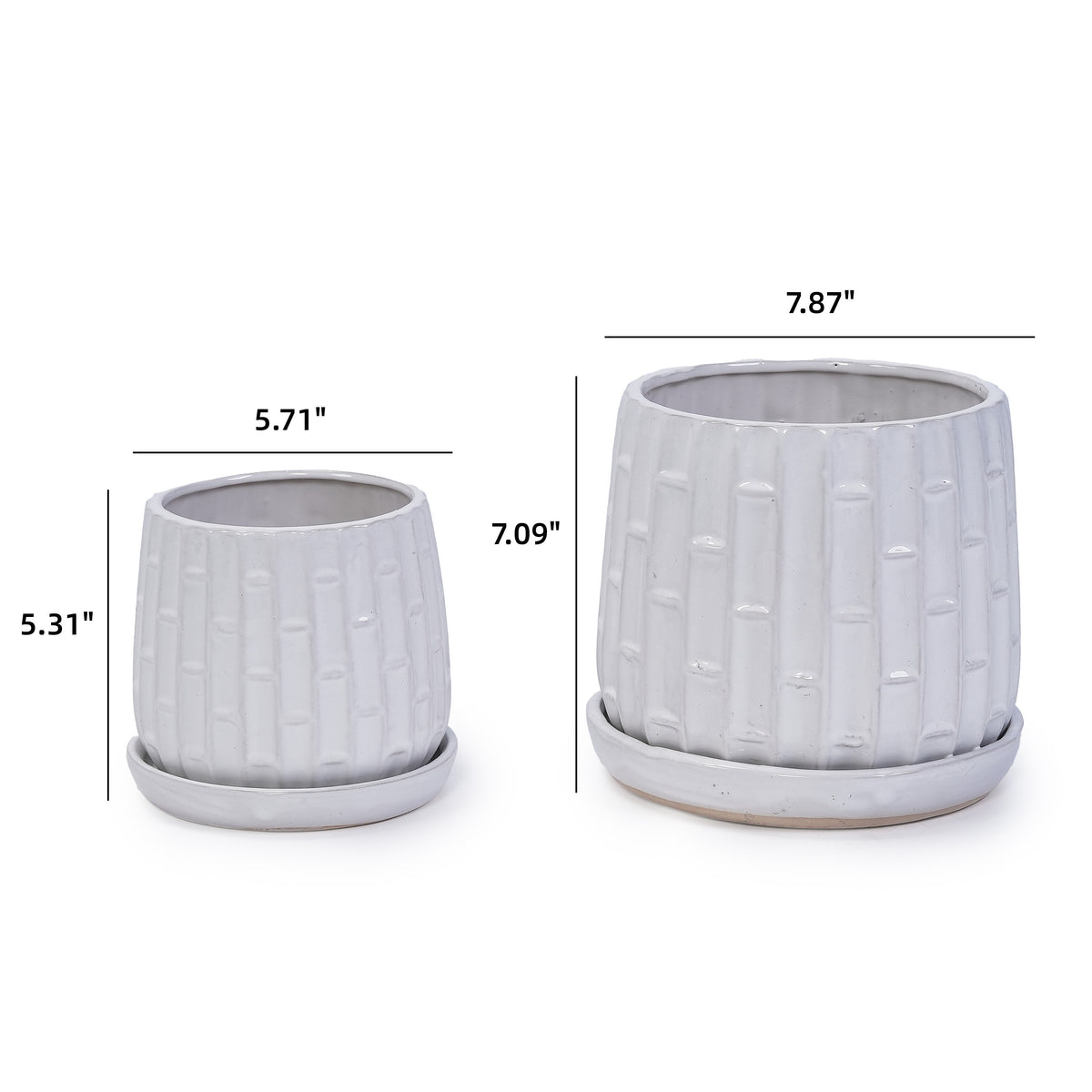 Natura AM Handmade White Glazed Ceramic Planter Set of 2