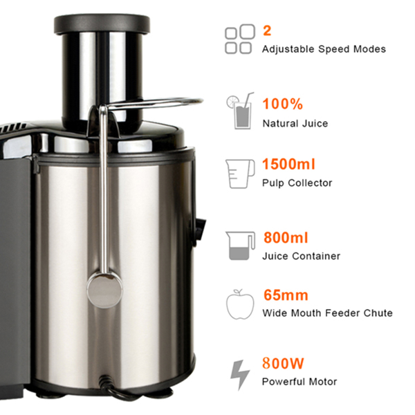 Natura AM 800W Centrifugal Juicer with 3-Inch Feed Chute & 30oz Juice Jug