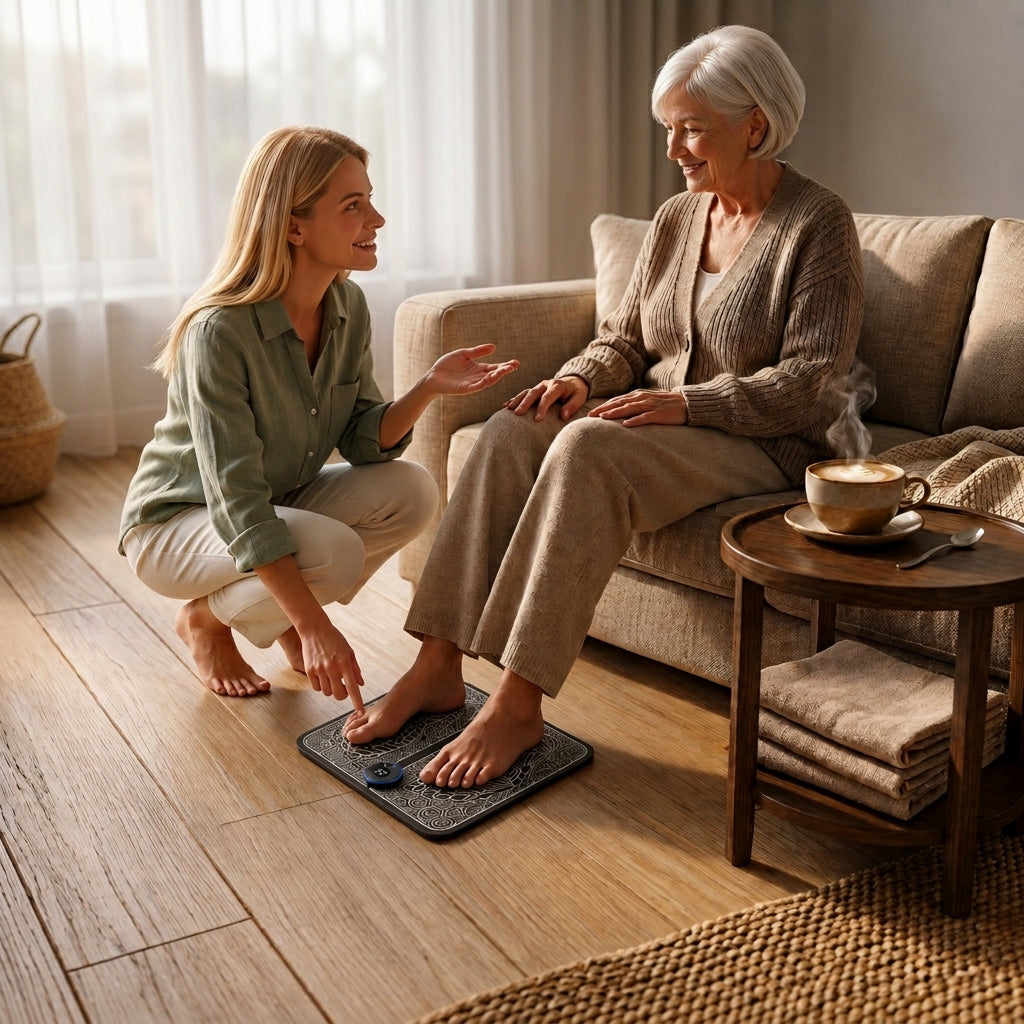 Natura AM ReviveMat™ Ergonomic EMS Foot Massager Pad , Natural Reflexology Relief & Morning Circulation Booster for Home & Office