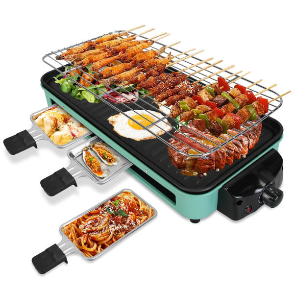 Natura AM 1500W Electric Indoor Grill 2-in-1 with Grill Net & Pan