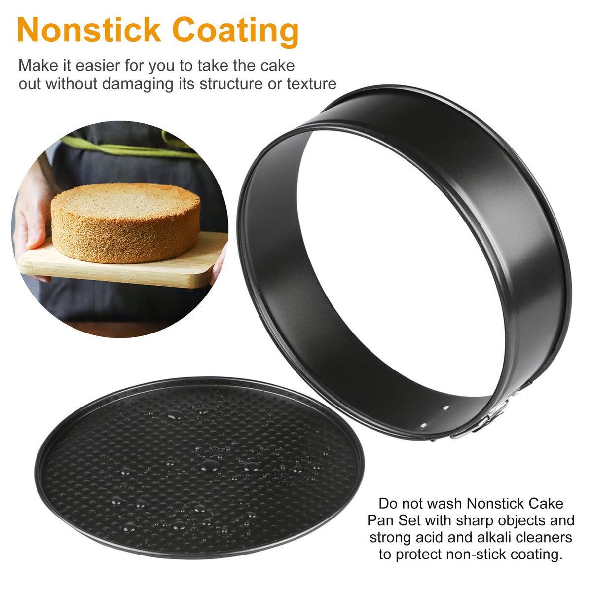 Natura AM Springform Cake Pan Set of 3 — Heart, Round & Square Nonstick Baking Pans