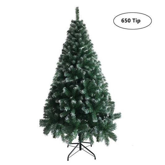 Natura AM 6FT Snow-Flocked Christmas Tree | 650 Tips with Iron Stand