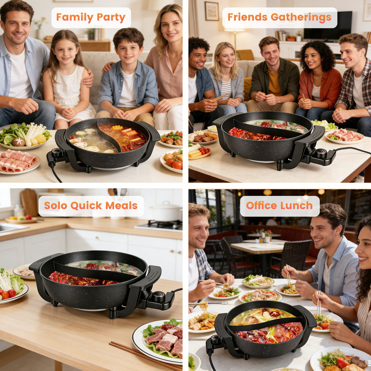Natura AM 6L Electric Hot Pot with Divider & 5-Level Temp Control