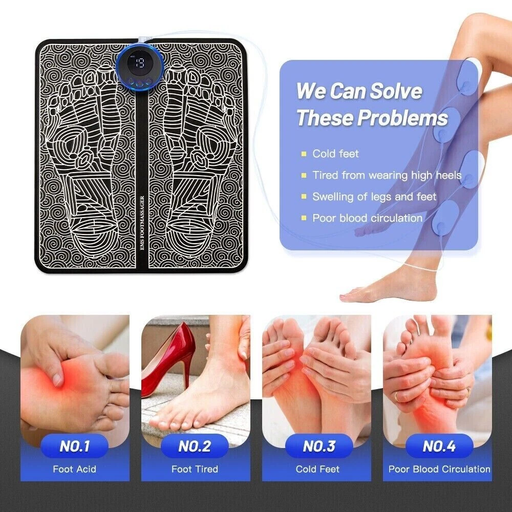 Natura AM ReviveMat™ Ergonomic EMS Foot Massager Pad , Natural Reflexology Relief & Morning Circulation Booster for Home & Office