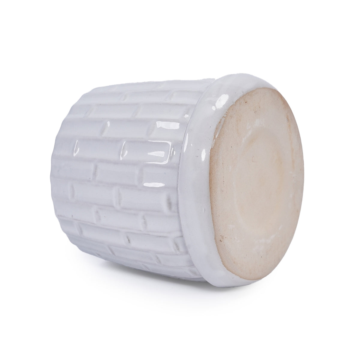 Natura AM Handmade White Glazed Ceramic Planter Set of 2