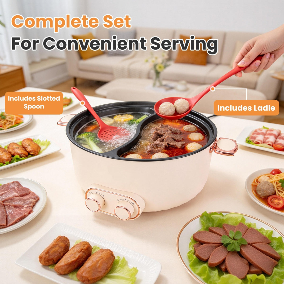 Natura AM 6L Electric Hot Pot with Divider, Dual Broth & Independent Controls