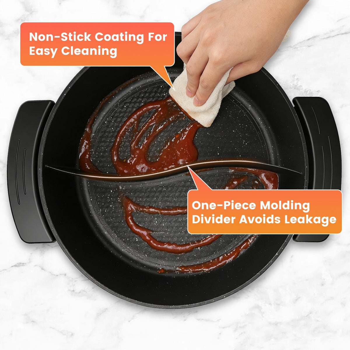 Natura AM 6L Electric Hot Pot with Divider & 5-Level Temp Control