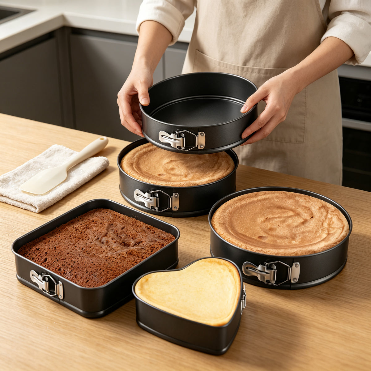 Natura AM Springform Cake Pan Set of 3 — Heart, Round & Square Nonstick Baking Pans