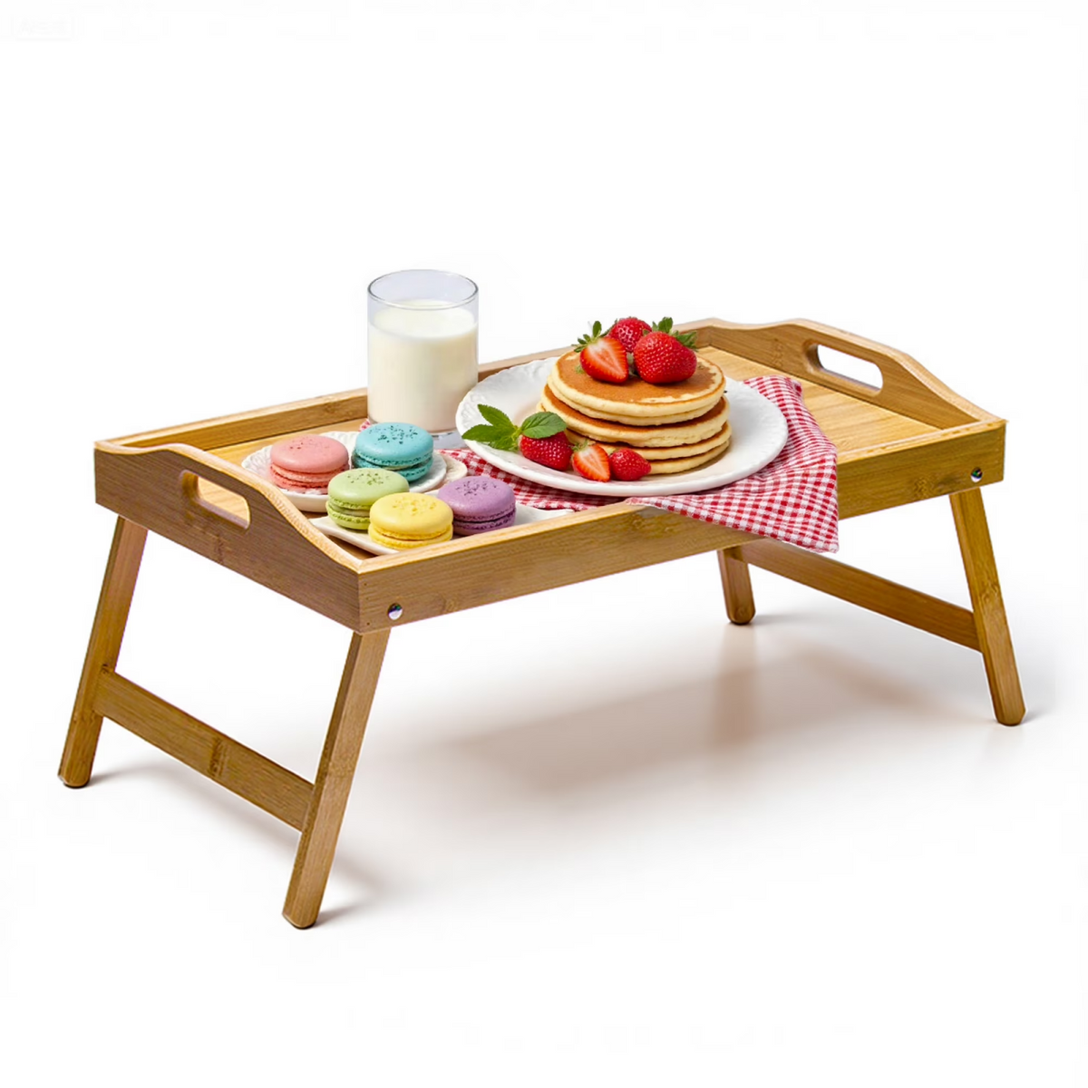 Natura AM Bamboo Breakfast Bed Tray Table with Folding Legs