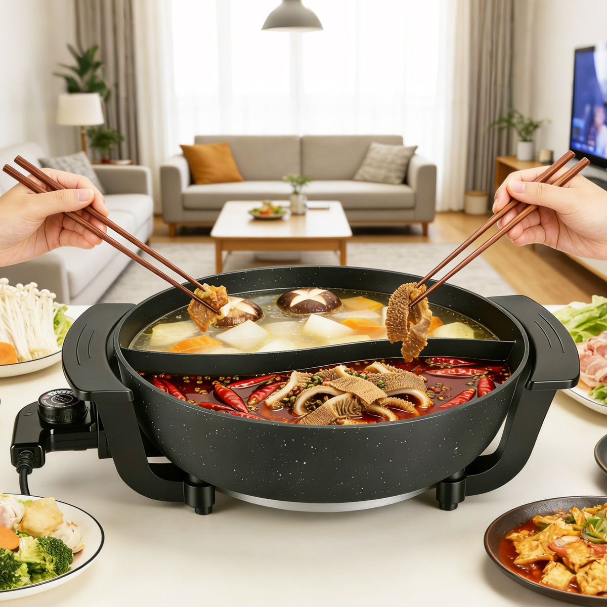 Natura AM 6L Electric Hot Pot with Divider & 5-Level Temp Control