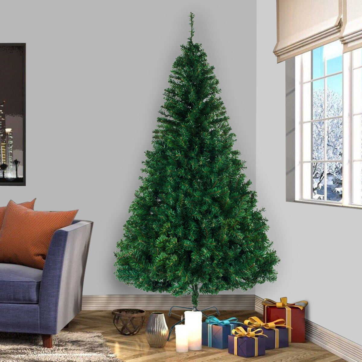 Natura AM 8FT Christmas Tree | 1138 Branch Tips with Metal Stand
