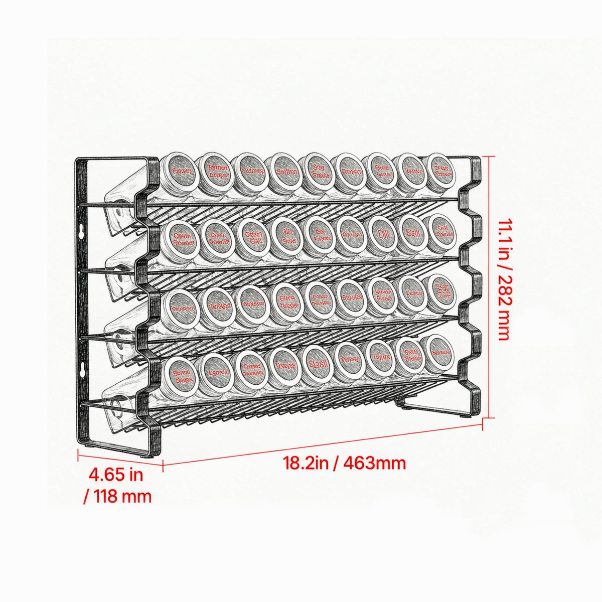 Natura AM 36-Jar Spice Organizer Rack Set