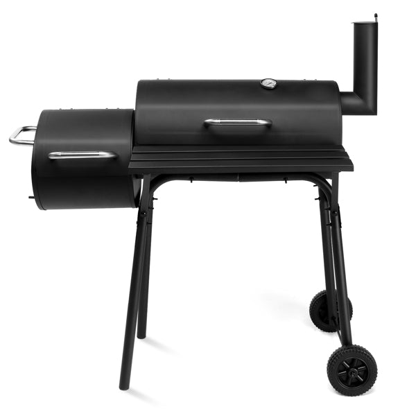 Natura AM Barrel Charcoal Grill with Offset Smoker & Side Table