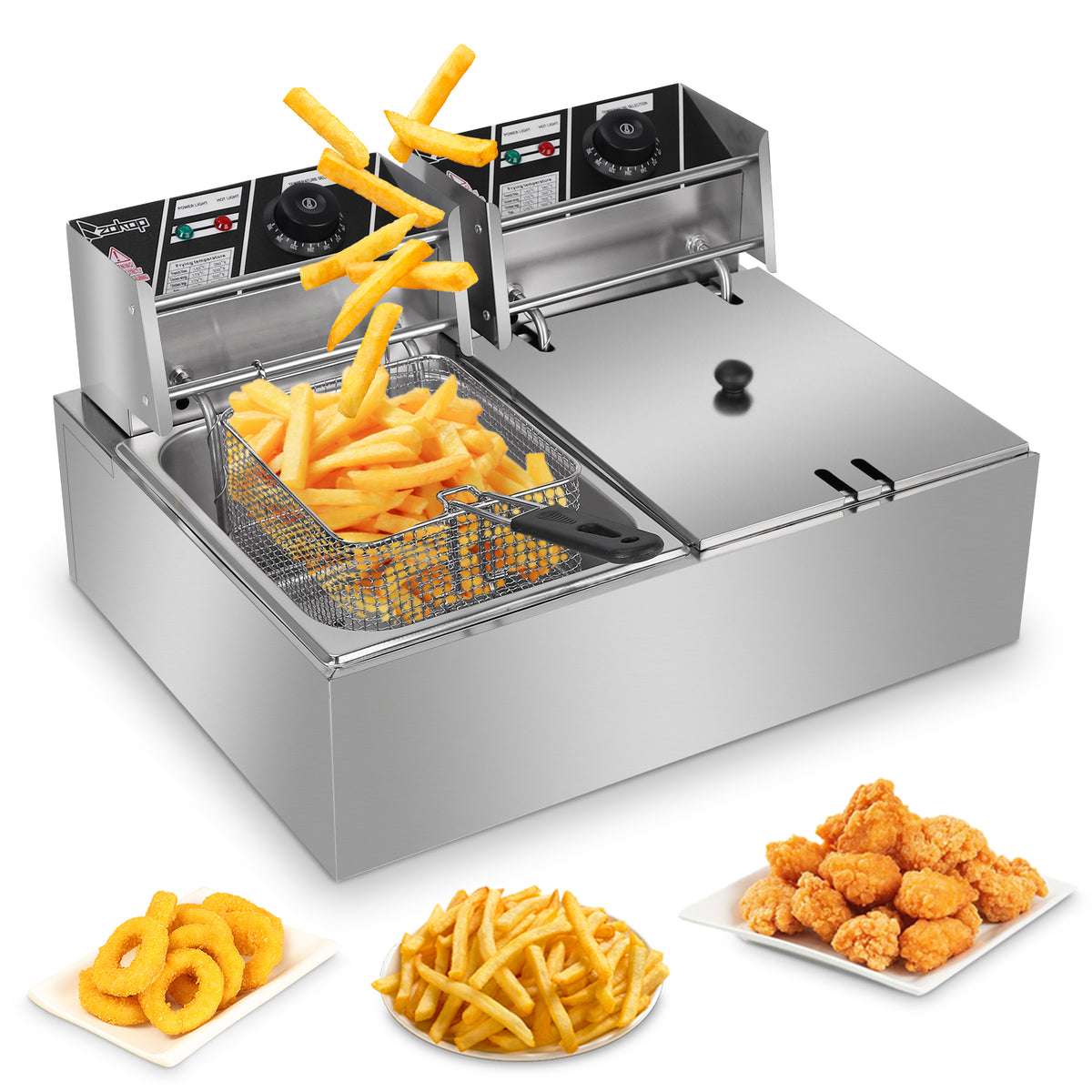 Natura AM EH82 Double Tank Electric Deep Fryer, 22.8QT | 3400W Stainless Steel