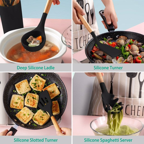Natura AM 11-Piece Silicone Cooking Utensil Set with Holder