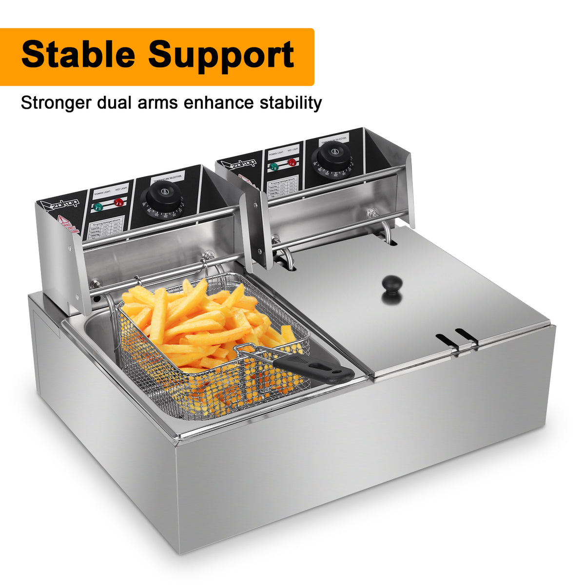 Natura AM EH82 Double Tank Electric Deep Fryer, 22.8QT | 3400W Stainless Steel