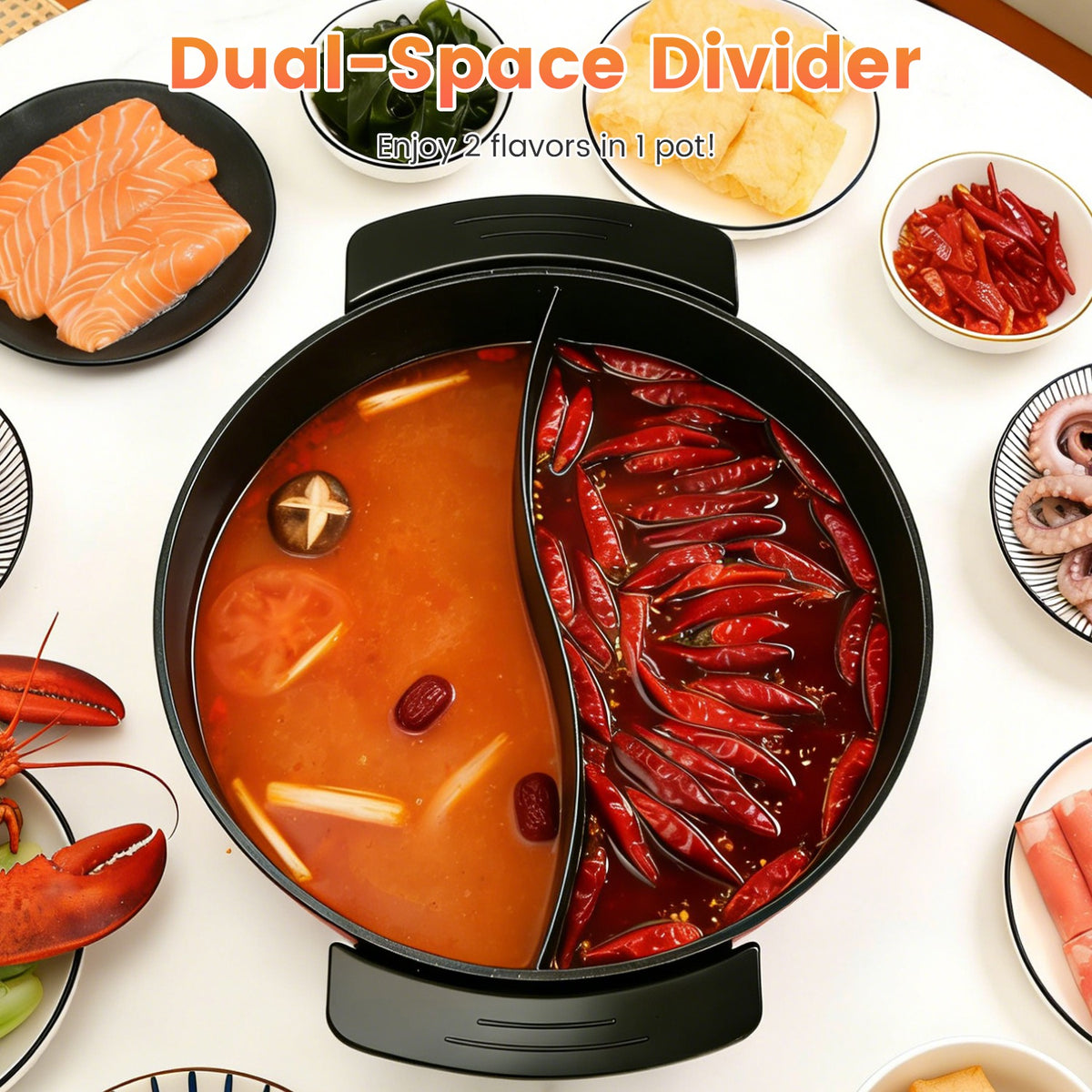 Natura AM 6L Electric Hot Pot with Divider & 5-Level Temp Control