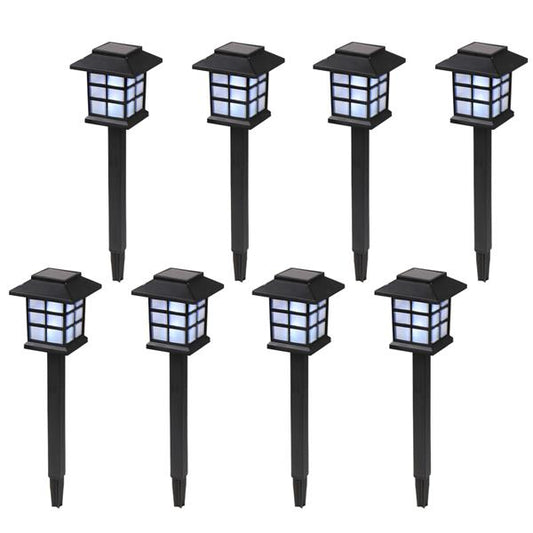 Natura AM Solar Lantern Torch Lights, 8 Pack | White LED Garden Pathway Lighting