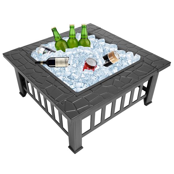 Natura AM 32-Inch Portable Metal Fire Pit with Mesh Screen Lid & Poker
