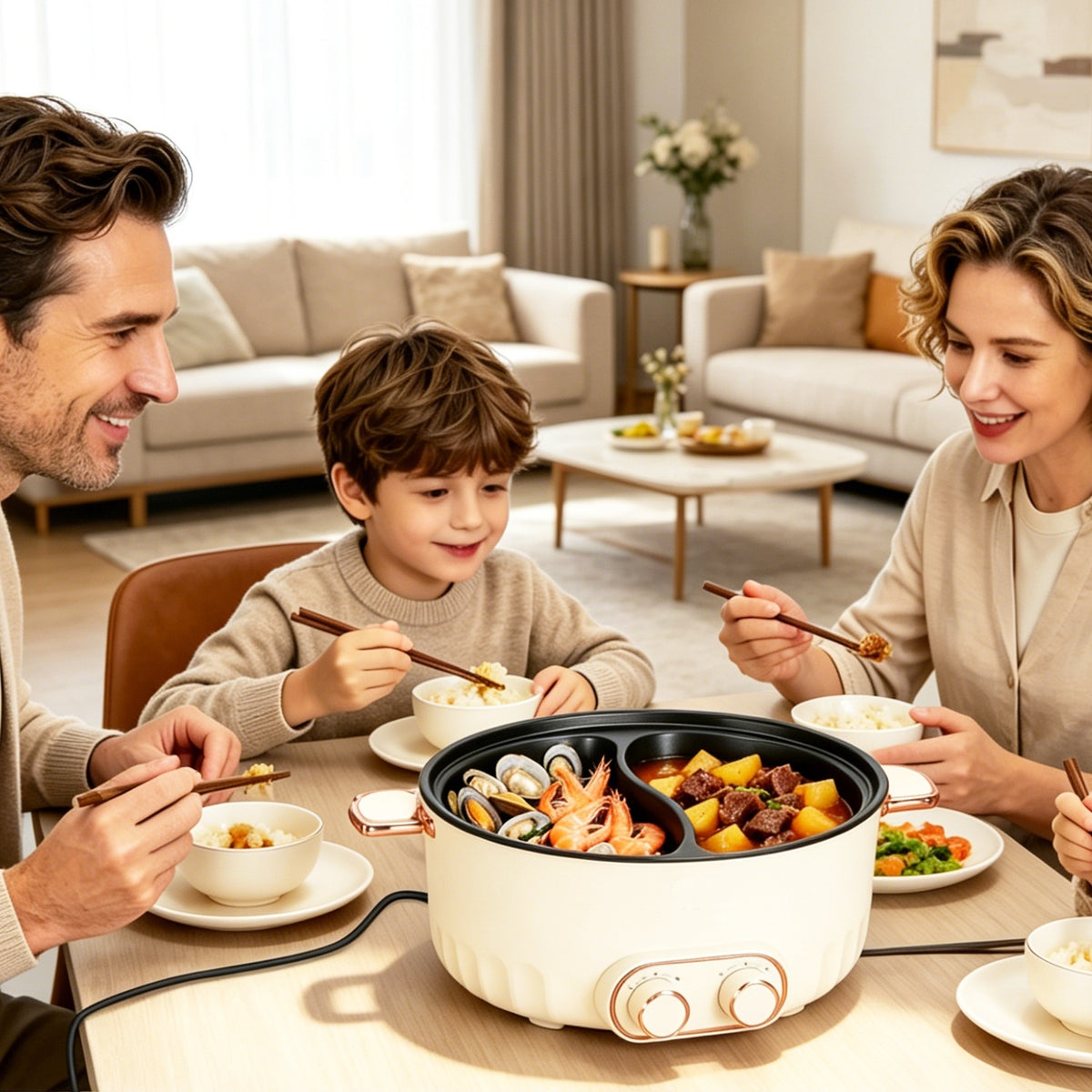 Natura AM 6L Electric Hot Pot with Divider, Dual Broth & Independent Controls