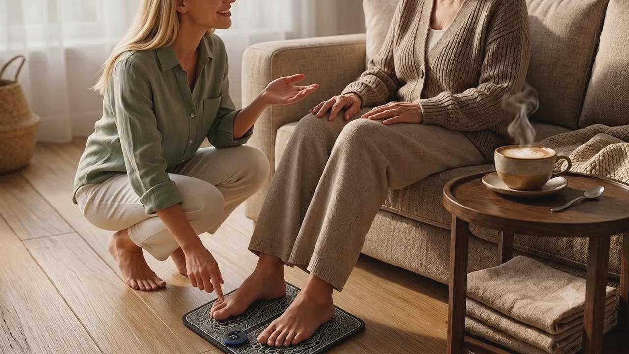 Natura AM ReviveMat™ Ergonomic EMS Foot Massager Pad , Natural Reflexology Relief & Morning Circulation Booster for Home & Office
